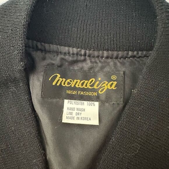 Monaliza Vintage 80’s Sparkling Gold Bling Full Zip  bomber Jacket size M/L - Picture 8 of 9